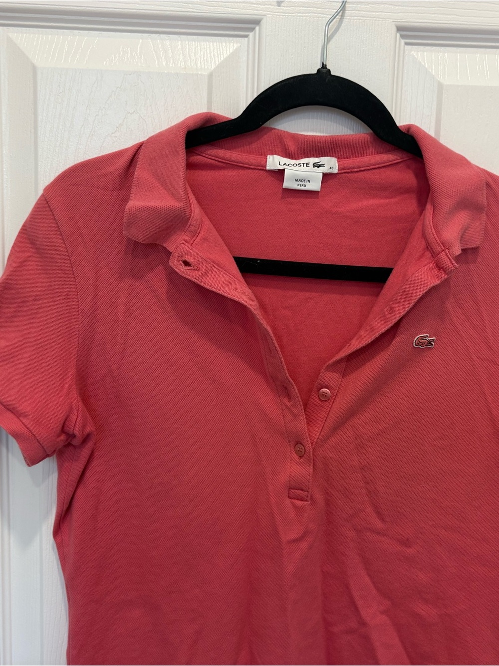 Lacoste Coral Pink Short-Sleeve Polo Top #1014 - Picture 4 of 12